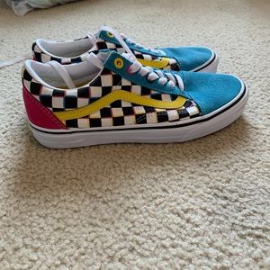 Multi colored checkered vans